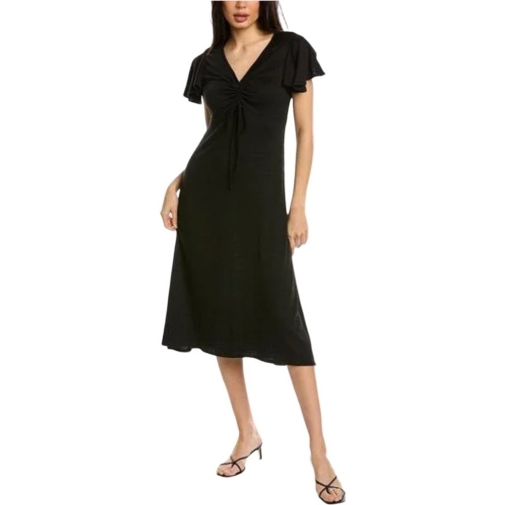 ✅ NWT Max Studio casual midi dress black color flutter short sleeve size M